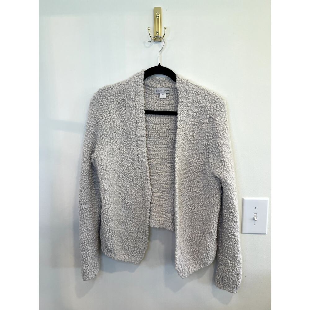 Barefoot Dreams CozyChic Popcorn Knit Open Cardigan Heather Oatmeal XS